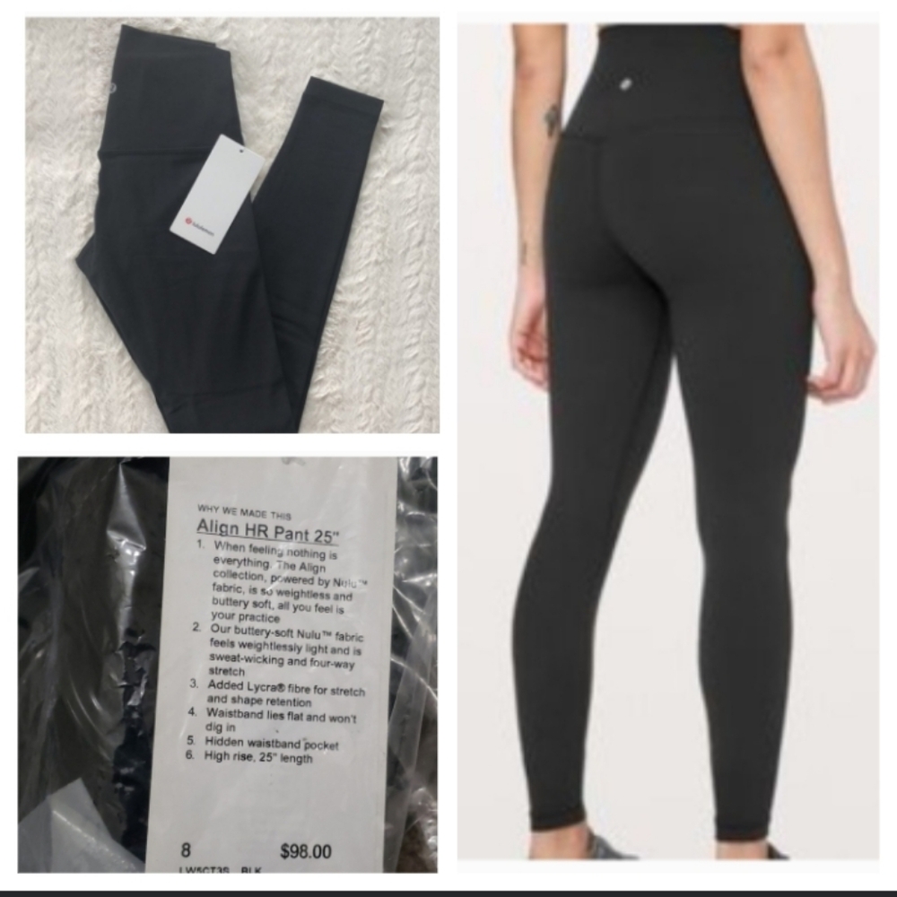 NWT 🍋  Lululemon 🍋 Align Black 25"  Size 8